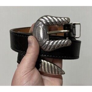 Wage Sterling Overlay Buckle Tip And Loop On El Paso Saddlery Leather Belt 34